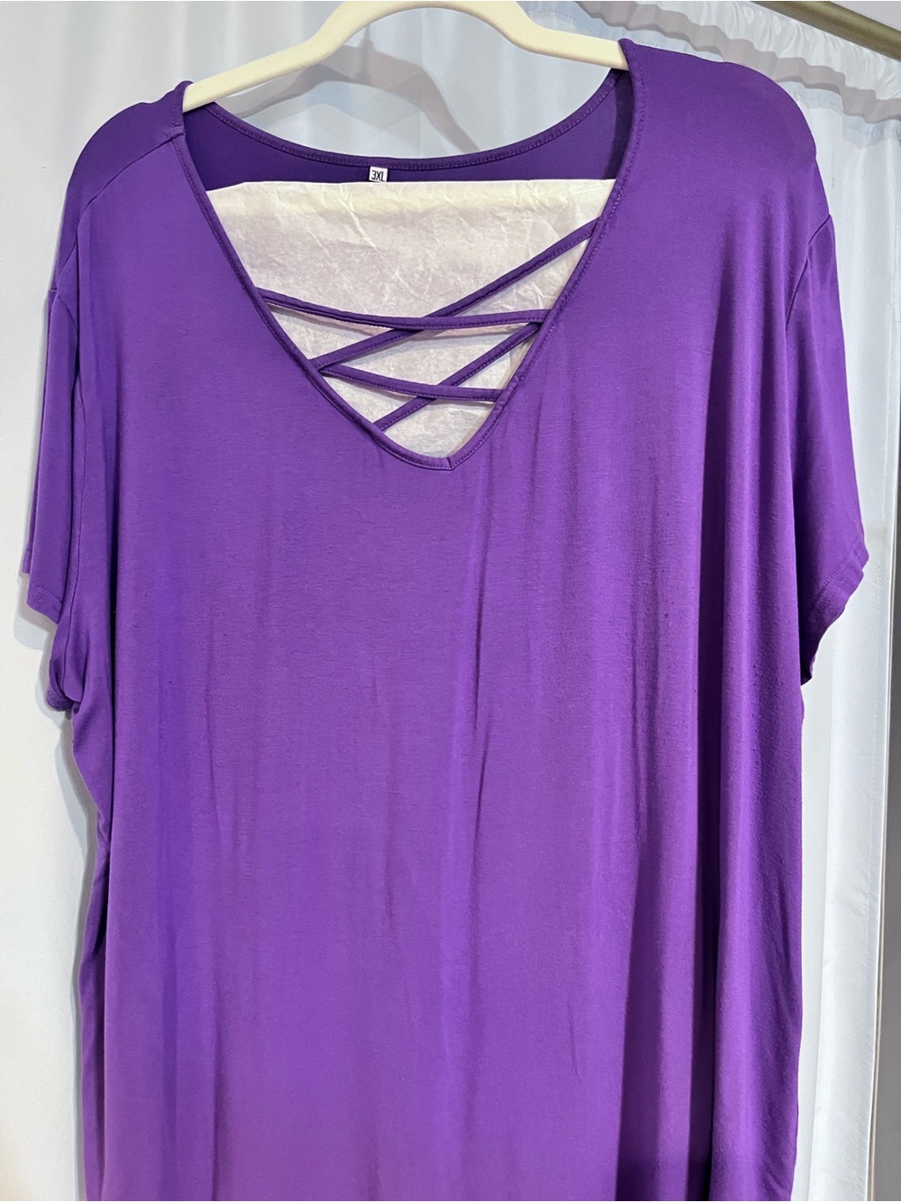 Purple Crisscross V Neck Blouse 3X Super Soft Stretch Plus Size Top